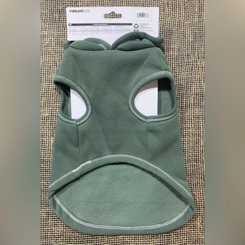 Pet Hoodie Size Small Vibrant Life “Furry Boss” NEW Olive Green